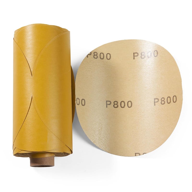 Shawya 100 PCS 6 Inch Gold PSA Sanding Discs 800 Grit Self Adhesive Sticky-Back Sandpaper for DA Sander Automotive Car Paint Woodworking Wood Metal Finishing - Image 2